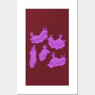 Purple Sea Slug Flat Pattern Posters and Art